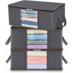 Lot de 3 sac de rangement vetement 35l, bo�te de rangement sous lit pliable, housse rangement couette ...