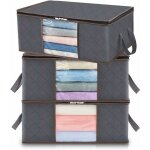 Lot de 3 sac de rangement vetement 35l bote de rangement sous lit pliable housse rangement couette organisateu ...