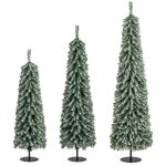 Lot de 3 sapins de no�l artificiels de 120 + 150 + 180 cm, en forme de crayon, fausse neige, 216 + 302 ...