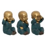 Lot de 3 statuettes dco bouddha  sagesse  21cm or