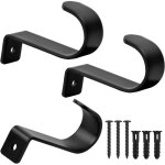 Lot 3 supports tringle rideaux noirs durables vis inclus, mural poteau rideau id�al maison bureau chambre ...