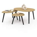 Lot de 3 tables basses gigognes gaia bois et pieds noirs scandinave Lot de 3 tables basses gigognes gaia bois et pieds noirs scandinave