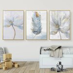 Csparkv - lot de 3 tableaux motif fleurs, style scandinave, toile artistique dcorative pour le salon, ...