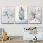 Lot de 3 tableaux motif fleurs, style scandinave, toile artistique dcorative pour le salon - choyclit ...