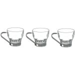 Lot de 3 tasses espresso - 8 cl - verre et m�tal - livraison gratuite
