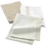 Lot de 3 torchons en coton tiss� nid d?abeille lin 50x70 cm