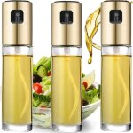 Lot de 3 vaporisateurs d'huile d'olive et de vinaigre, vaporisateur fin de 100 ml, couleur or.
