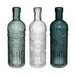 Lot de 3 vases bouteilles en verre - bleu fonc / bleu clair / transparent - h 24, 5 cm - livraison gratuite ...