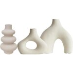 Lot de 3 vases en c�ramique beige - pour d�coration de salon, mariage, d�ner, table, f�te, bureau et ...