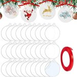Lot de 30 boules de nol rondes en acrylique transparent 7, 6 cm ? avec ruban, parfaites pour diy et ...