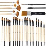 Lot de 32 pinceaux pour aquarelle, pochoir, feutre fin, pour aquarelle, gouache, peinture � l'huile, ...