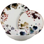 Lot de 36 assiettes en porcelaine, aquarelle