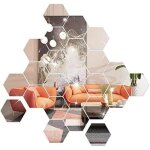 Lot de 36 miroirs autocollants muraux hexagonaux en acrylique pour d�coration de salon, chambre � coucher ...
