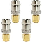 Lot de 4 adaptateurs sma m�le vers bnc femelle - connecteur coaxial rf pour radio baofeng ham, sdr, antennes, ...