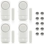 Lot de 4 alarmes magn�tiques pour fen�tre et porte - alarme maison - syst�me anti - vol sans fil - piles ...
