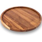 Lot de 4 assiettes � viande rondes en acacia � 20 cm ? assiettes rondes ? assiettes � d�jeuner, planche ...