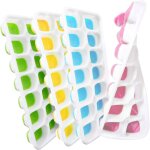 Lot de 4 bacs � gla�ons en silicone de diff�rentes couleurs et 14 compartiments avec couvercle, bac � ...