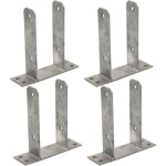 Lot de 4 base en u pour poteau en bois de 7 cm ancrage metlica u support de poteau en bois 16x20x7, ...