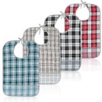 Lot de 4 bavoirs imperm�ables pour adultes avec ramasse - miettes, protection pour v�tements, pour hommes, ...