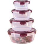 Lot de 4 bo�tes alimentaires empilables et herm�tiques, en plastique s�r, violettes