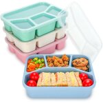Lot de 4 bo�tes � bento, 4 compartiments pour l'�cole et les voyages, bo�tes � bento pour enfants, bo�tes ...