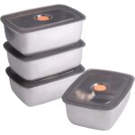 Lot de 4 botes de conglation en acier inoxydable avec couvercle 1500ml rutilisables boite alimentaire ...