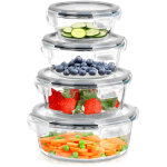 Lot de 4 bo�tes de conservation en verre r�sistant � la chaleur