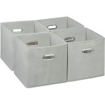 Lot de 4 bo�tes de rangement, caisses pliables, hxlxp : 30x30x30 cm, poign�es, pani�res pour �tag�re, ...