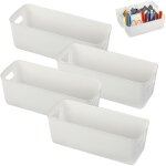 Lot de 4 bo�tes de rangement plastique 27 cm, petites bo�tes organisatrices blanches, petit panier rangement, ...