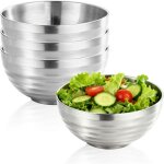 Lot de 4 bols en acier inoxydable de 14 cm - vaisselle en acier inoxydable - bol � p�tes isol� � double ...