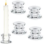 Lot de 4 bougeoir verre pour bougies b�tons, chandelier bougeoir transparents pour centre de table mariage, ...