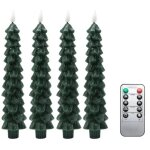Lot de 4 bougies led pour sapin de nol avec fonction minuterie et tlcommande, vert en cire vritable, ...