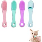 Lot de 4 brosse  dents pour chien, brosse  dents  doigt animaux - en silicone - doux et confortable ...