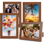 Lot de 4 cadres photo 10x15 cm en bois mdf, cadre photo bois avec fa�ade en verre acrylique, respectueux ...