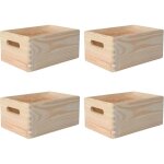 Lot 4 caisses bois pour rangement avec poign�es 30x20x14 cm