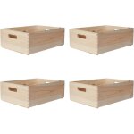 Lot 4 caisses bois pour rangement avec poign�es 40x30x14 cm