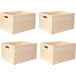 Lot 4 caisses bois pour rangement avec poign�es 40x30x24 cm