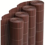 Lot de 4 canisses brise vue en pvc tube plat, clture protection pour jardin terasse balcon coloris marron ...