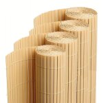 Lot de 4 canisses brise vue en pvc tube plat, clture protection pour jardin terasse balcon coloris naturel ...