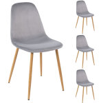 Lot de 4 chaises 50x44x86 cm en velours gris et naturel - velvet