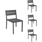 M&s - lot de 4 chaises en aluminium et bois gris