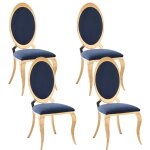 Lot de 4 chaises angel baroque gold similicuir noir Lot de 4 chaises angel baroque gold similicuir noir
