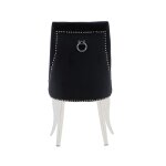 Homy france - lot de 4 chaises anneau cloute chrome velours noir - noir
