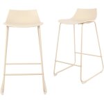 Lot de 4 chaises de bar en plastique et m�tal h66cm - beige - lamer