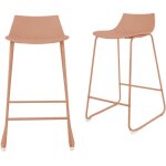 Lot de 4 chaises de bar en plastique et m�tal h66cm - terracotta - lamer