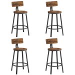 Lot de 4 chaises de bar tabourets hauts avec dossier si�ge de cuisine cadre en acier montage facile si�ge ...