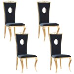 Lot de 4 chaises baroque royal gold velours noir Lot de 4 chaises baroque royal gold velours noir