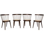 Lot de 4 chaises bois fonc� en bois et cannage. nora. l 53 x p 53. 5 x h 76cm
