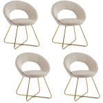 Homy france - lot de 4 chaises bubble gold velours beige