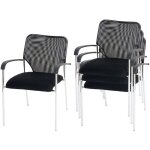 Dcoshop26 - lot de 4 chaises de bureau sans roulettes avec accoudoirs confrence runion empilable en ...